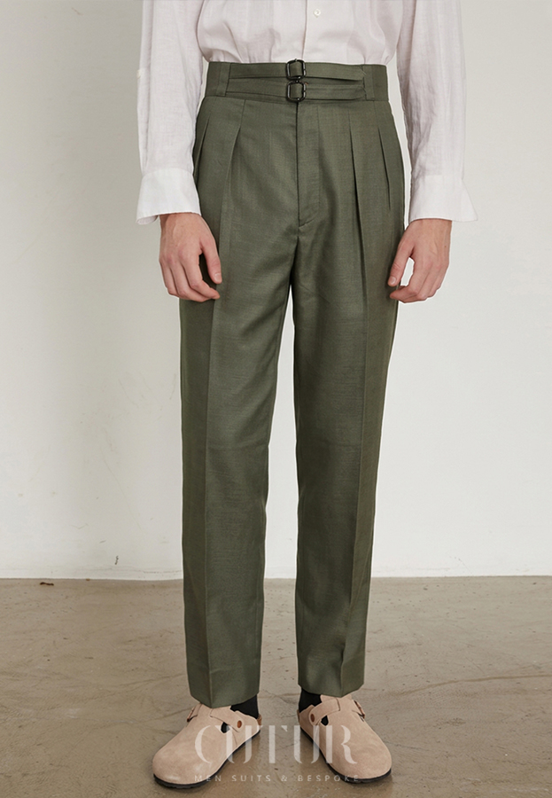 Tencel Linen Doulble Tab Gurhka Pant