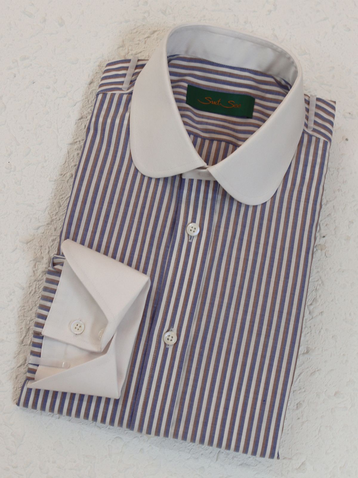 Collar and Cuff Splicing White Italian Style Shirt