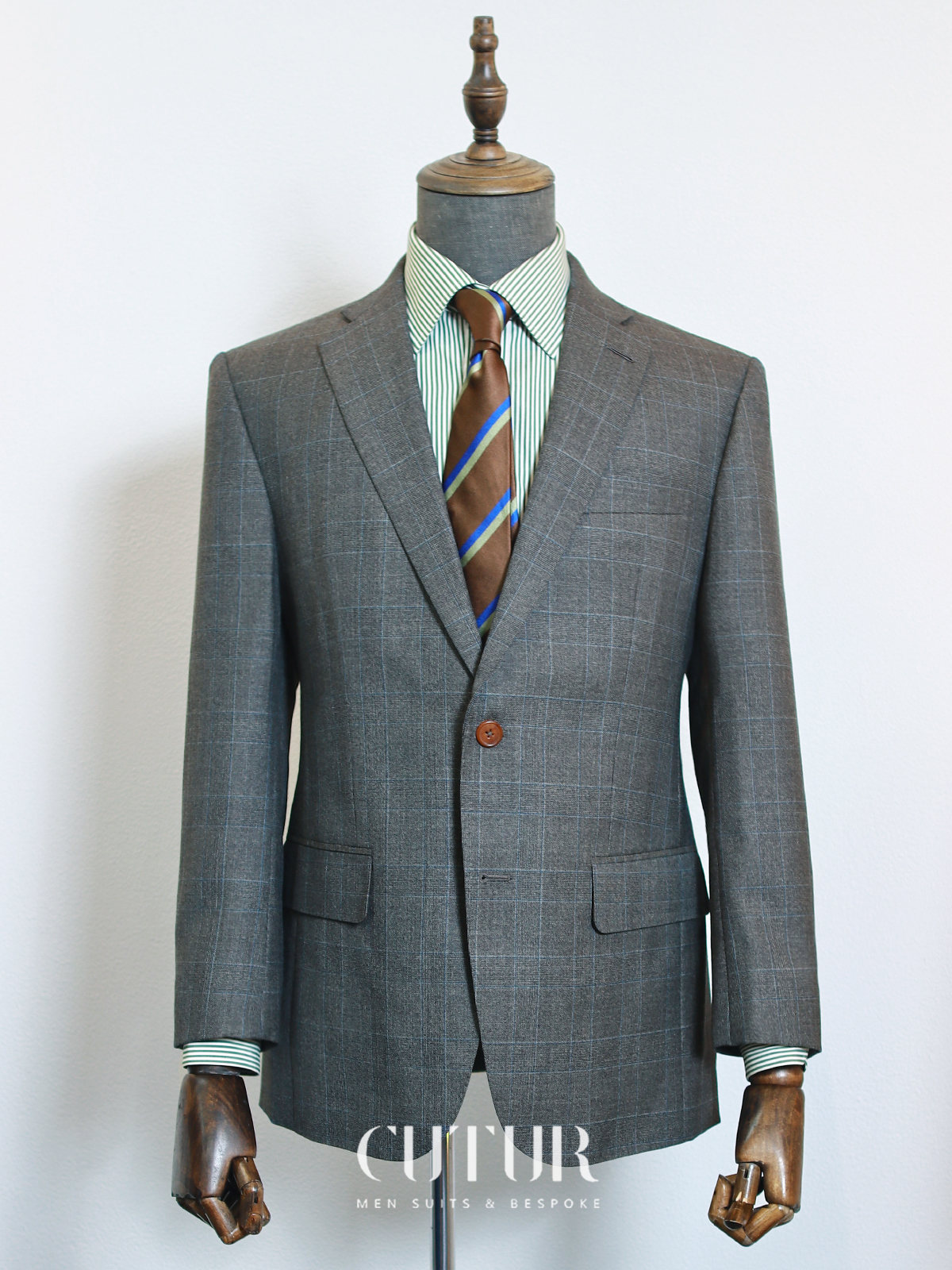 【Blue Label】Drape Super 100'S Strong Structure Gray Check Suit T4501