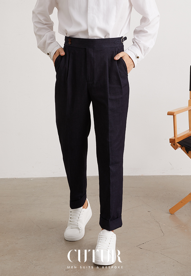 Double Pleated Naples Denim Casual Pant