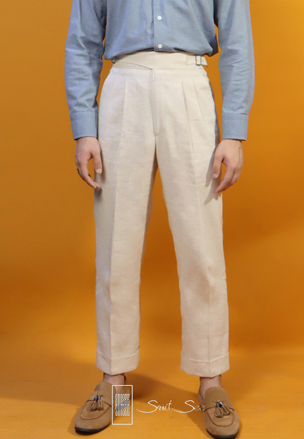 Double Side Gurkha Linen Casual Trousers