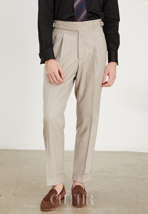 Light Camel 100%Wool Flannel Double Side Gurhka Pant