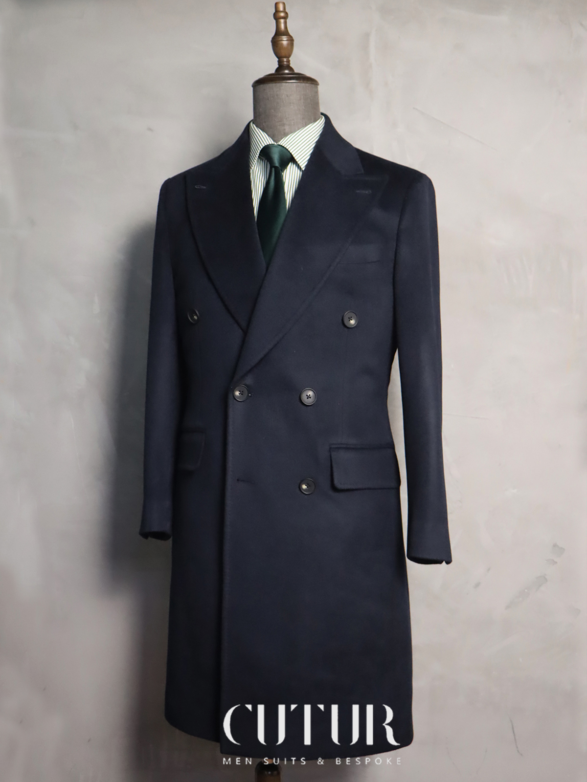 Rounded Lapel Double Breasted Overcoat