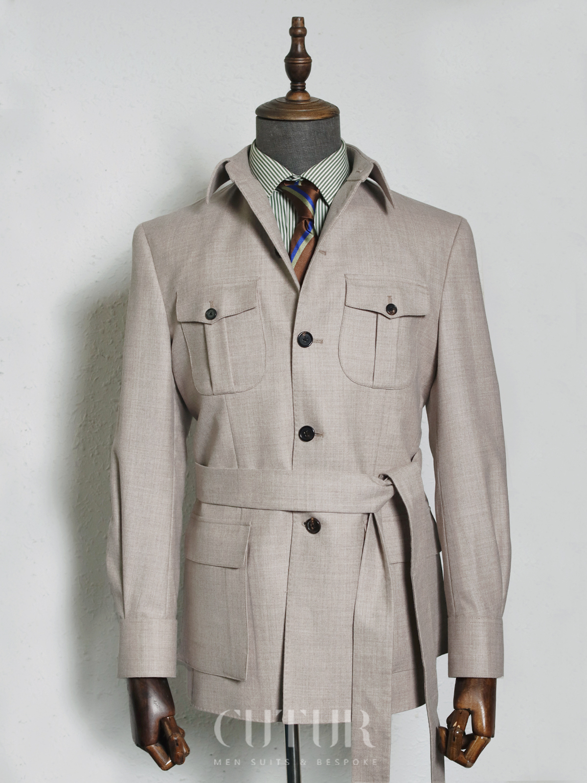 【Blue Label】Light Camel 100%Wool Flannel Safari Casual Suit
